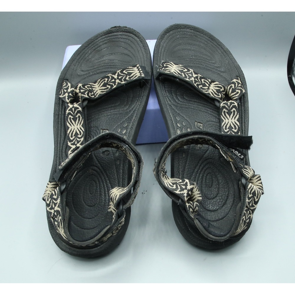Teva Hurricane Sport Sandals Womens 10 Black Tan Geometric Strappy Hiking 6407